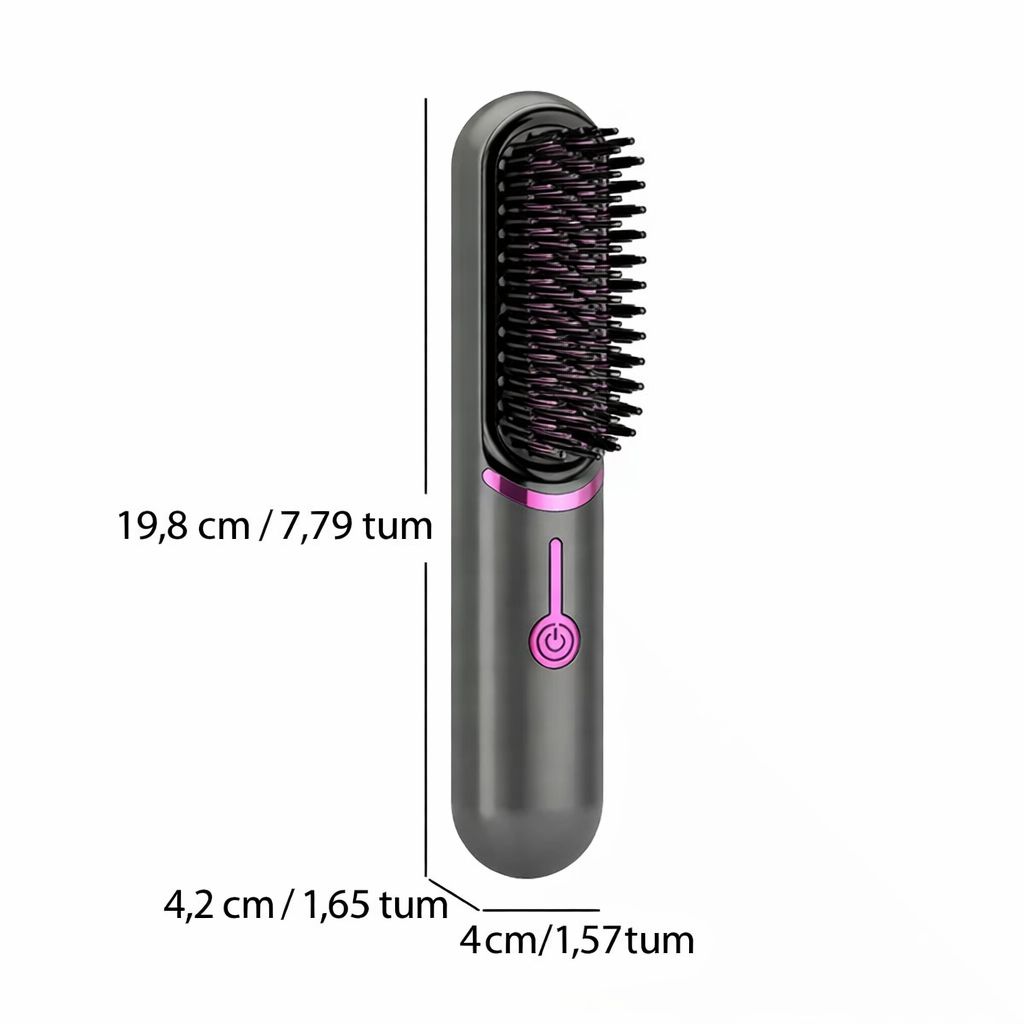 Cordless hair detangling straightening brush