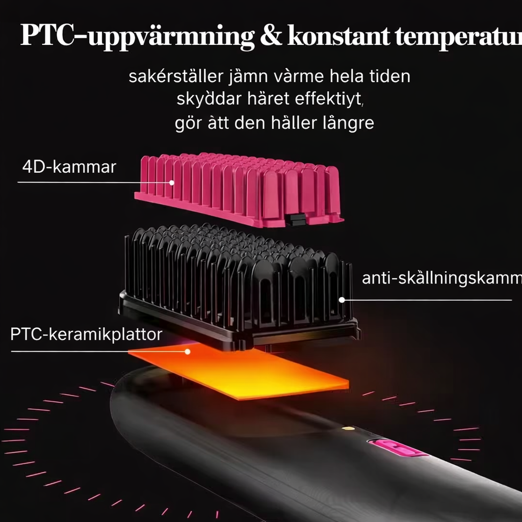 Sladdlös hårutredande plattborste